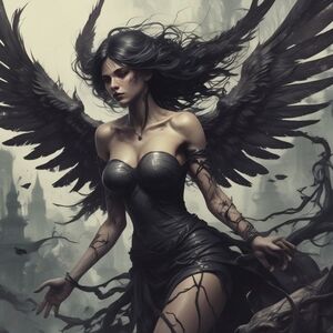 Mystical Black Angel Art Print 8x10